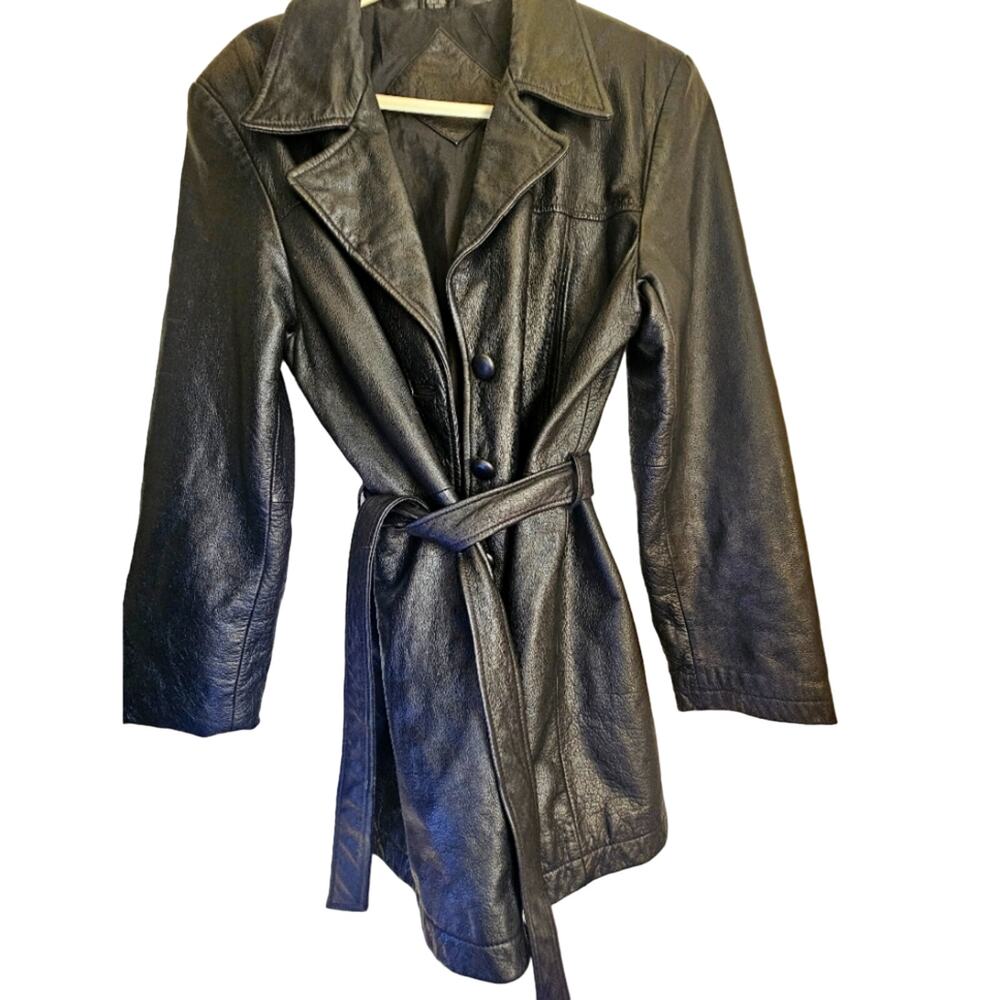 Jacqueline Ferrar Y2k Vintage leather belted jacket Size Large